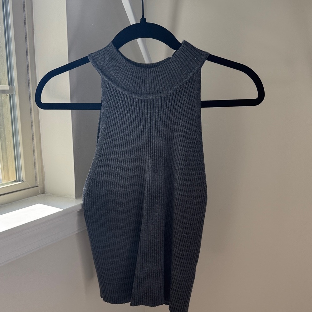 Re Ona Charcoal Ribbed Tank Top